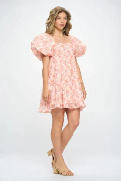 COLLETTA PUFFED SLEEVE BABY DOLL DRESS -Western Cowboy Clothing Store CL 117