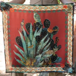 BAJA BACKCOUNTRY 26X26 SCARF BY DOLAN GEIMAN -Western Cowboy Clothing Store FringeScarves Backcountry Red DolanGeiman scarves cactus wildrags 10 590x 1