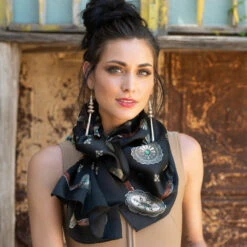 FLAGSTAFF LONG & TALL SCARF -Western Cowboy Clothing Store FringeScarves Flagstaff Conchos Black scarf wildrags 10 1000x 1ac6f1f7 88bd 477c 8e4f 9d852572244d