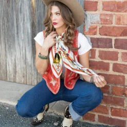 STAR OF THE WEST 26X26 SCARF -Western Cowboy Clothing Store FringeScarves Starofthewest white wildrag silkscarf. 2 720x f49f9490 5589 40db 8b1f 0767c62ca961