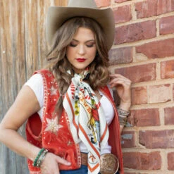 STAR OF THE WEST 26X26 SCARF -Western Cowboy Clothing Store FringeScarves Starofthewest white wildrag silkscarf. 3 720x 77724472 75c8 4c25 a9f9 1d3d5d8daa36