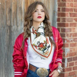 STAR OF THE WEST 26X26 SCARF -Western Cowboy Clothing Store FringeScarves Starofthewest white wildrag silkscarf. 9 720x 1fe8b3de 670d 43bd 8875 5f785c609b57