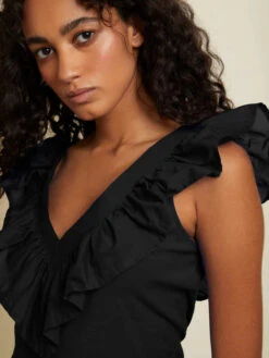 NATION GOLDA CONTRAST RUFFLE TANK -Western Cowboy Clothing Store GOLDA TANK 3149RS JBLK 3 600x bddfdd93 1260 42e5 ad83 e88a5c5222ca