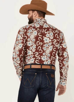 Roper Men's West Made Hawaiian Floral Print Long Sleeve Western Snap Shirt 7 Roper Men's West Made Hawaiian Floral Print Long Sleeve Western Snap Shirt -Western Cowboy Clothing Store HHHH