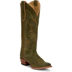 JUSTIN WOMEN'S CLARA OLIVE SUEDED BOOT -Western Cowboy Clothing Store JST 001 VN4465