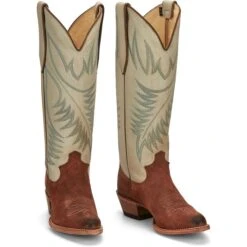 JUSTIN WOMEN'S CLARA BROWN AND WHITE BOOT 12 JUSTIN WOMEN'S CLARA BROWN AND WHITE BOOT -Western Cowboy Clothing Store JST 002 VN4464