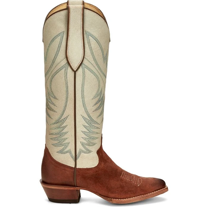 JUSTIN WOMEN'S CLARA BROWN AND WHITE BOOT 1 JUSTIN WOMEN'S CLARA BROWN AND WHITE BOOT