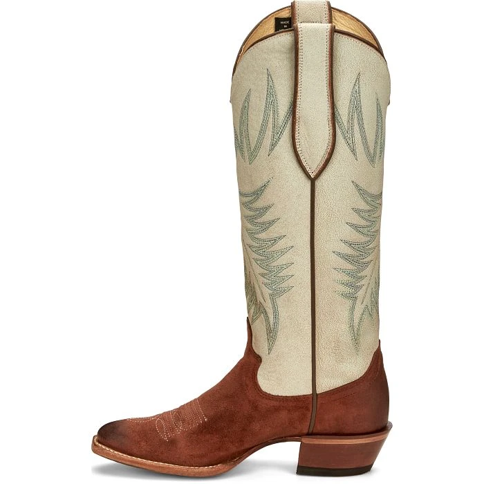JUSTIN WOMEN'S CLARA BROWN AND WHITE BOOT 10 JUSTIN WOMEN'S CLARA BROWN AND WHITE BOOT - Image 10