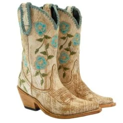 LIBERTY BLACK WOMEN'S GARDEN MANTEQUILLA FLORAL BOOT -Western Cowboy Clothing Store LB 7129143 WH 6986 STTch