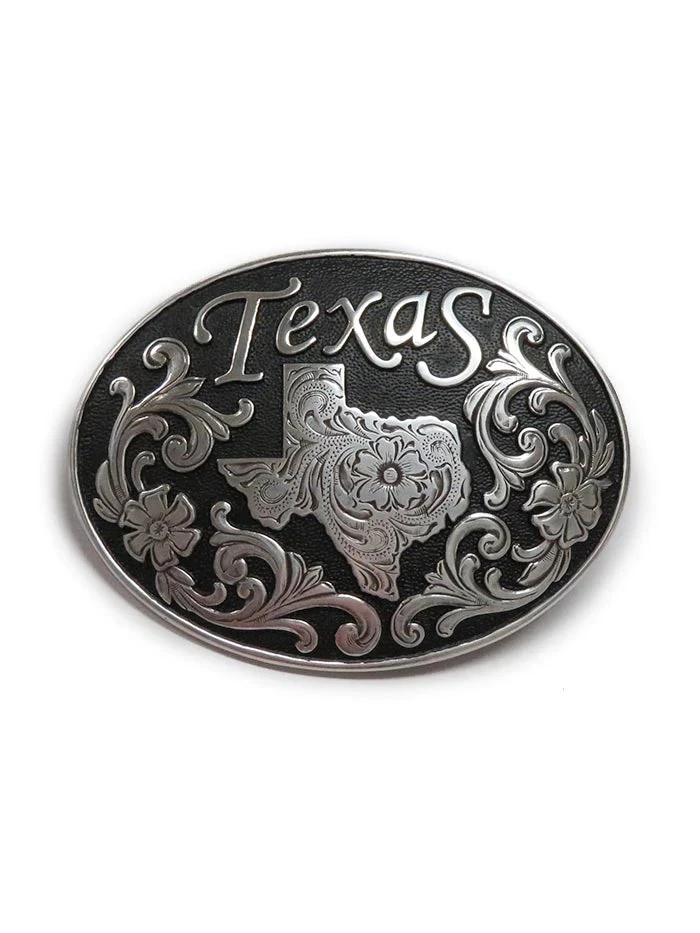 OVAL TX STATE FLORAL BUCKLE 1 OVAL TX STATE FLORAL BUCKLE