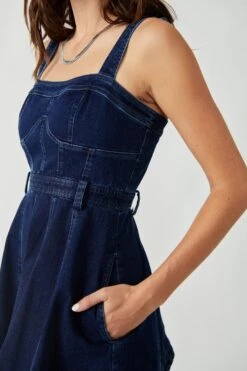 FREE PEOPLE MARGOT DENIM MINI SKIRT OVERALLS -Western Cowboy Clothing Store OB1611969 4405 d