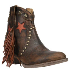 Corral Boots CIRCLE G BY CORRAL WOMEN'S STARS AND FRINGE BOOTIE -Western Cowboy Clothing Store Q0181 2l