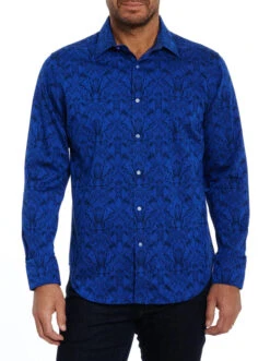 ROBERT GRAHAM HIGHLAND LONG SLEEVE WOVEN SHIRT- NAVY