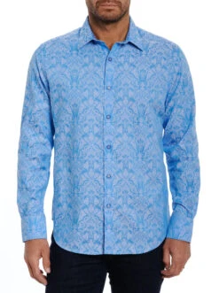 ROBERT GRAHAM HIGHLAND LONG SLEEVE WOVEN SHIRT- LIGHT BLUE