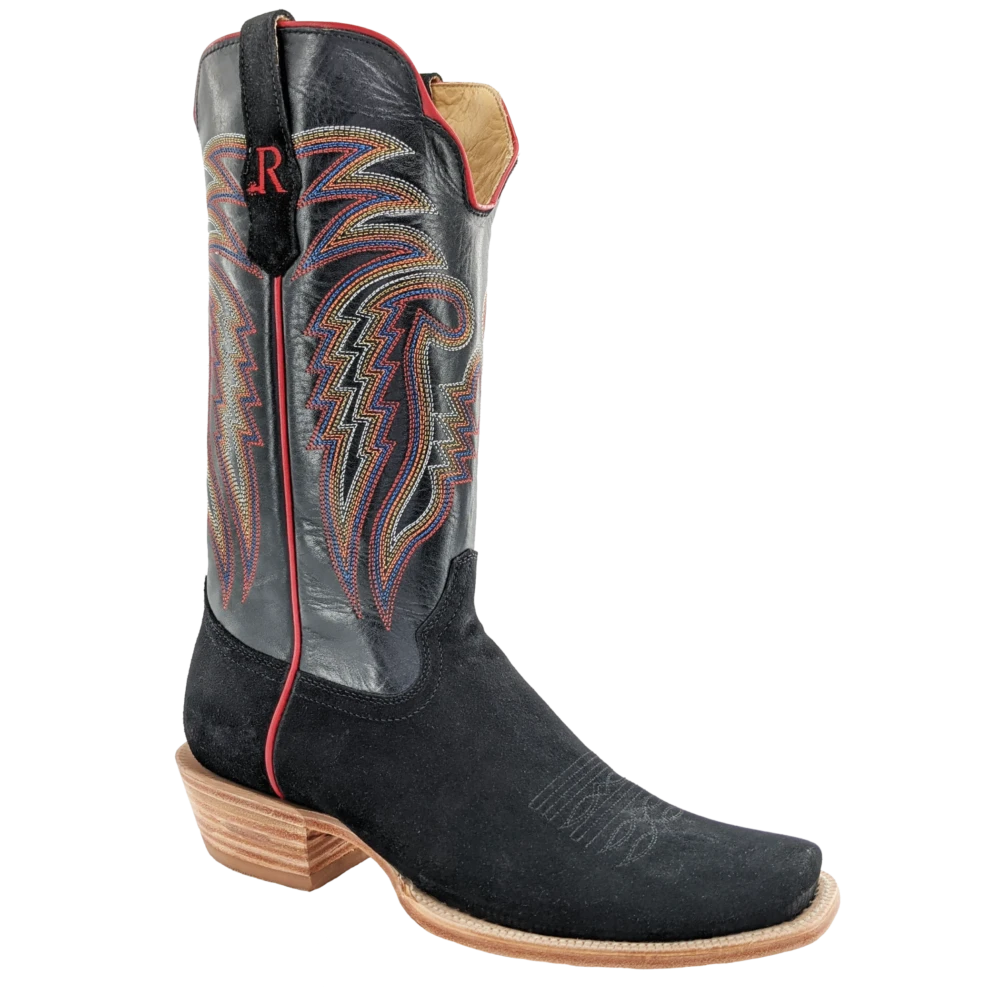 R. WATSON MEN'S ROUGHOUT BLACK BOOT- CUTTER TOE 1 R. WATSON MEN'S ROUGHOUT BLACK BOOT- CUTTER TOE