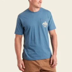 HOWLER MEN'S FRESH CATCH TEE -Western Cowboy Clothing Store S23 Pocket Tee Fresh Catch Blue Horizon Front