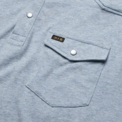 HOWLER MEN'S Ranchero Polo -Western Cowboy Clothing Store S23 SS Shirts Ranchero Polo Vintage Blue Heather Detail