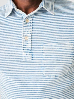FAHERTY INDIGO STRIPE POLO 8 FAHERTY INDIGO STRIPE POLO -Western Cowboy Clothing Store SP23 faherty mens MKC0121 SWI SS INDIGO POLO SALT WASH INDIGO STRIPE detail 2 1000x 87164543 97c6 4acb b393 9247c2443d15