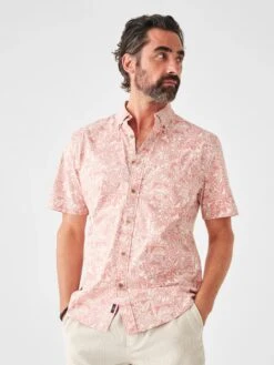 Faherty Short-Sleeve Stretch Playa Shirt -Western Cowboy Clothing Store SP23 faherty mens MWS2306 CTP SS STRETCH PLAYA SHIRT CORAL TILE PRINT crop 1 2000x fb83c113 fee4 44d5 ae4f a3f015836a45