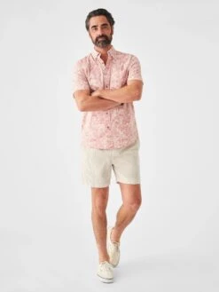 Faherty Short-Sleeve Stretch Playa Shirt -Western Cowboy Clothing Store SP23 faherty mens MWS2306 CTP SS STRETCH PLAYA SHIRT CORAL TILE PRINT front 1 2000x 6603f598 ccfe 40b6 998f db2673811707