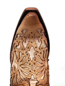 Corral Boots CORRAL WOMEN'S EMBROIDERY & FRINGE BROWN SNIP TOE WESTERN BOOTS -Western Cowboy Clothing Store Saddle Lamb Inlay Fringe Embr C3766 S 4 25127
