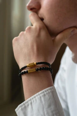 Luke Landon Bracelet - Black | Gold 5 Luke Landon Bracelet - Black | Gold -Western Cowboy Clothing Store SteelandBarnett 04