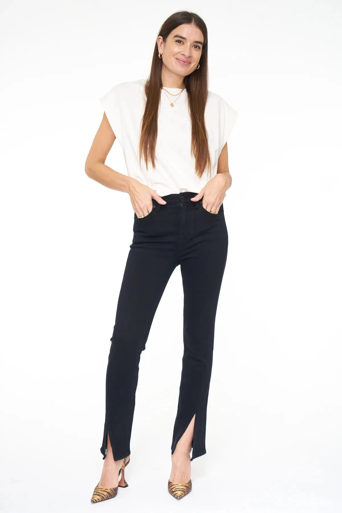 PISTOLA WOMEN'S TEAGAN HIGH RISE VENTED STRAIGHT - DARK VINYL 3 PISTOLA WOMEN'S TEAGAN HIGH RISE VENTED STRAIGHT - DARK VINYL - Image 3