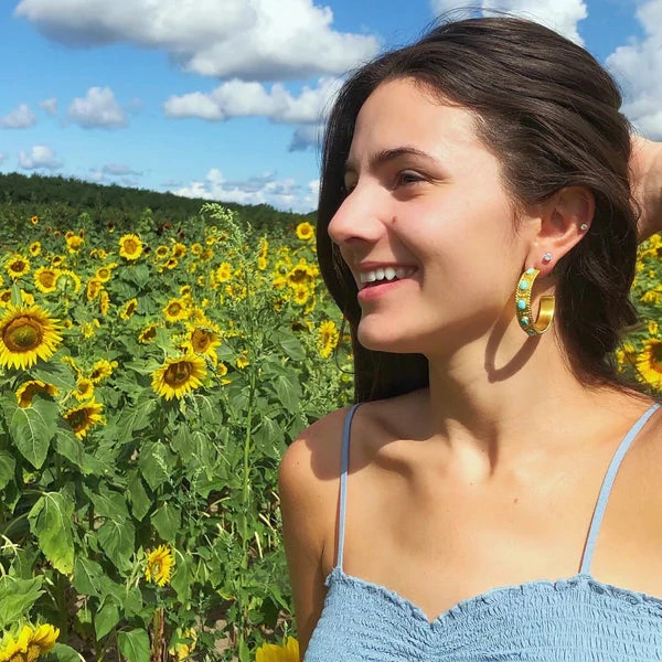 CHRISTINA GREENE SOUTHWESTERN HOOPS - TURQUOISE 3 CHRISTINA GREENE SOUTHWESTERN HOOPS - TURQUOISE - Image 3