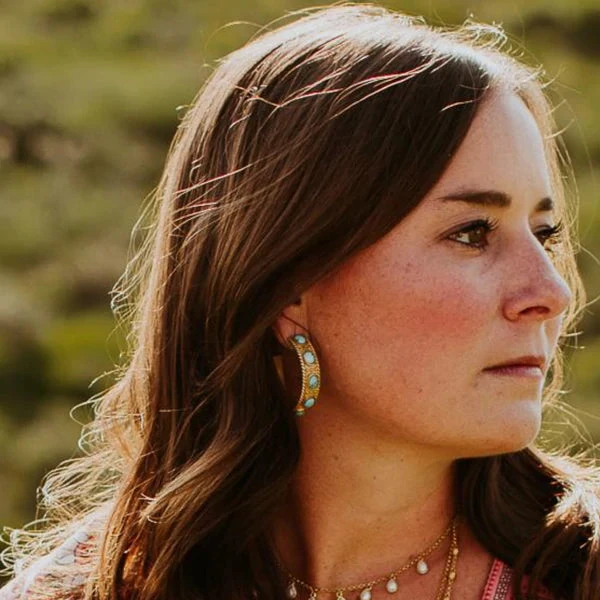 CHRISTINA GREENE SOUTHWESTERN HOOPS - TURQUOISE 2 CHRISTINA GREENE SOUTHWESTERN HOOPS - TURQUOISE - Image 2