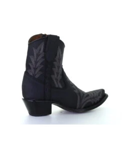Corral Boots CIRCLE G BY CORRAL WOMEN'S ANKLE BOOT WITH GREY STITCHING -Western Cowboy Clothing Store black leather ankle boot with grey stitching and z