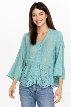 JOHNNY WAS INGRID REVEKA BLOUSE -Western Cowboy Clothing Store c10423 2 marine blue 3