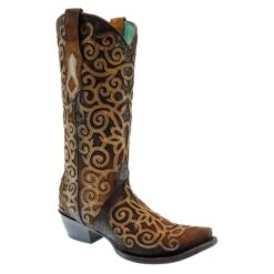 Corral Boots CORRAL WOMEN'S CHOCOLATE LAMB OVERLAY AND EMBROIDERY BOOT -Western Cowboy Clothing Store corral a4994467 39c4 4ec4 82cf 6bd81f69c918