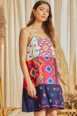 WALKING ON SUNSHINE MINI DRESS -Western Cowboy Clothing Store d10509 multi 23