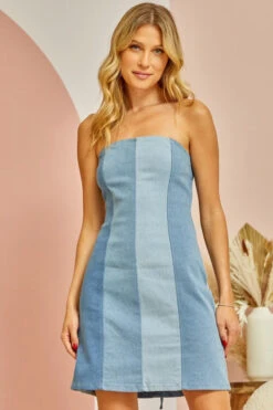 DENIM MIX DRESS -Western Cowboy Clothing Store d10630 denim mix 7