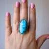 TURQUOISE OVAL TEXTURED BAND RING- SIZE 10