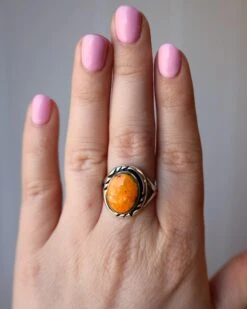 ORANGE BUMBLEBEE JASPER OVAL RING- SIZE 8 -Western Cowboy Clothing Store image 1b879437 bfa2 4298 be5b 8310ece49fae