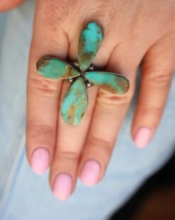 4 TURQUOISE TEARDROPS RING- SIZE 6 -Western Cowboy Clothing Store image 1b9da2d2 2cba 49ce b674 f07d072722e8