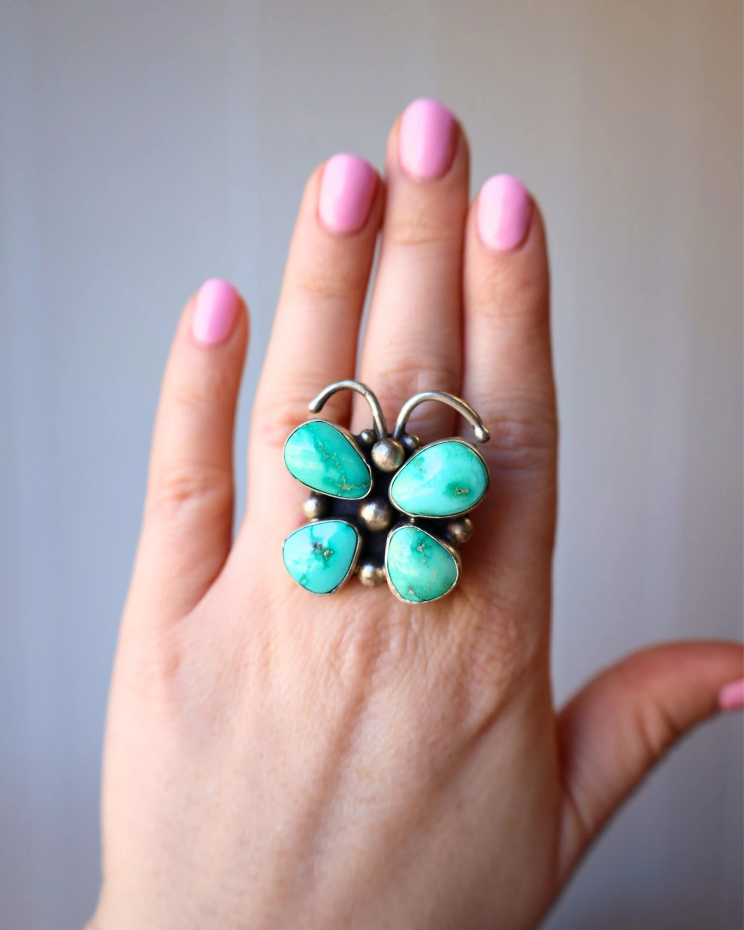 TURQUOISE BUTTERFLY RING- ADJUSTABLE 1 TURQUOISE BUTTERFLY RING- ADJUSTABLE