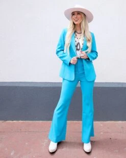 BEULAHSTYLE WOMEN'S BLAZER & FLARES SET