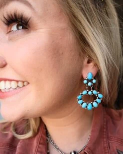 TEARDROP TURQUOISE SMALL HOOP EARRING -Western Cowboy Clothing Store image 3b6f1605 d00b 4409 af9e 7a7ca8a2e29b