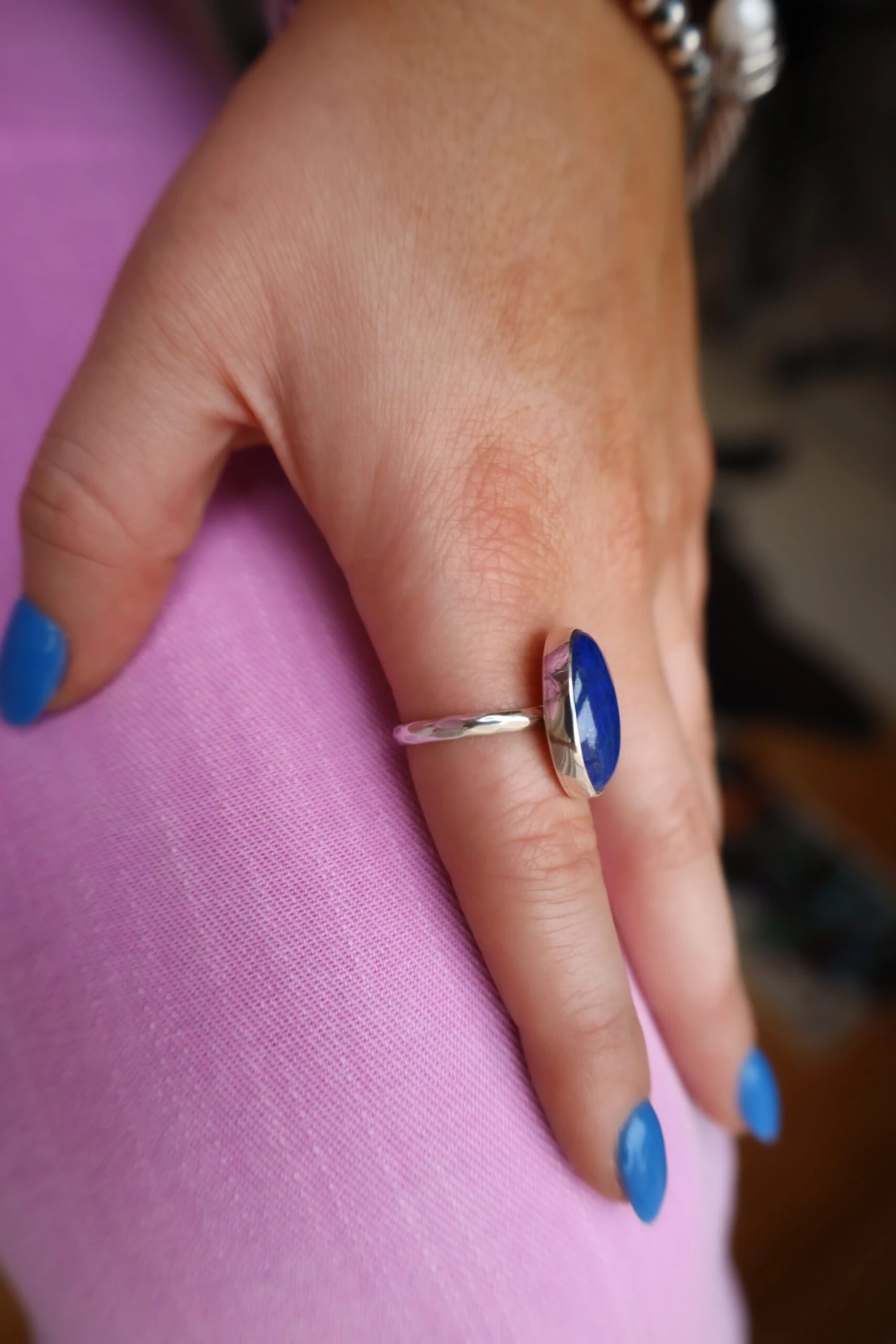 Peyote Bird Lapis Ring- Size 8.5 6 Peyote Bird Lapis Ring- Size 8.5 - Image 6