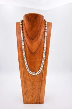 Peyote Bird Sterling Silver Stamped Tubes Saucers Necklace