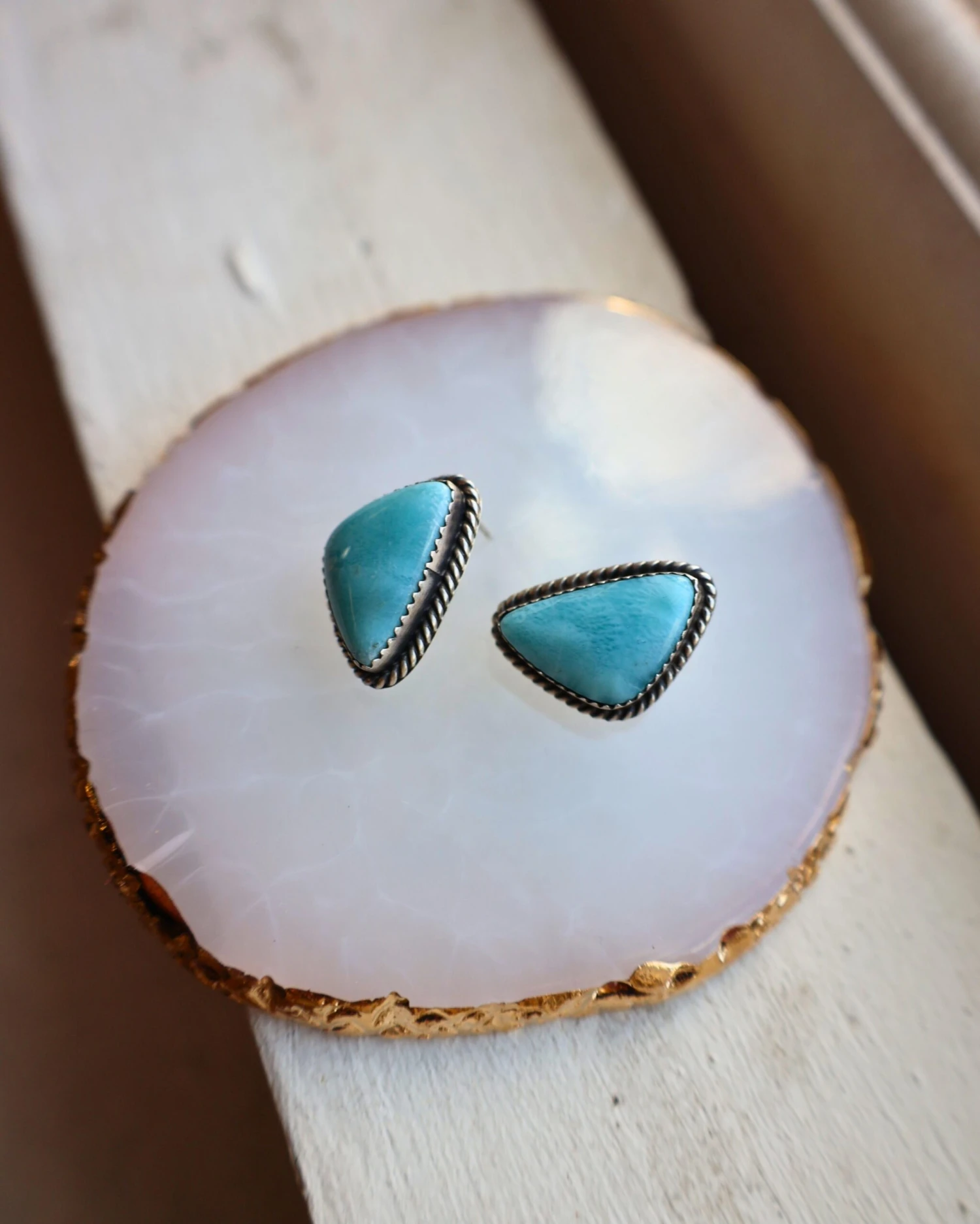 TURQUOISE TRIANGLE EARRING 5 TURQUOISE TRIANGLE EARRING - Image 5