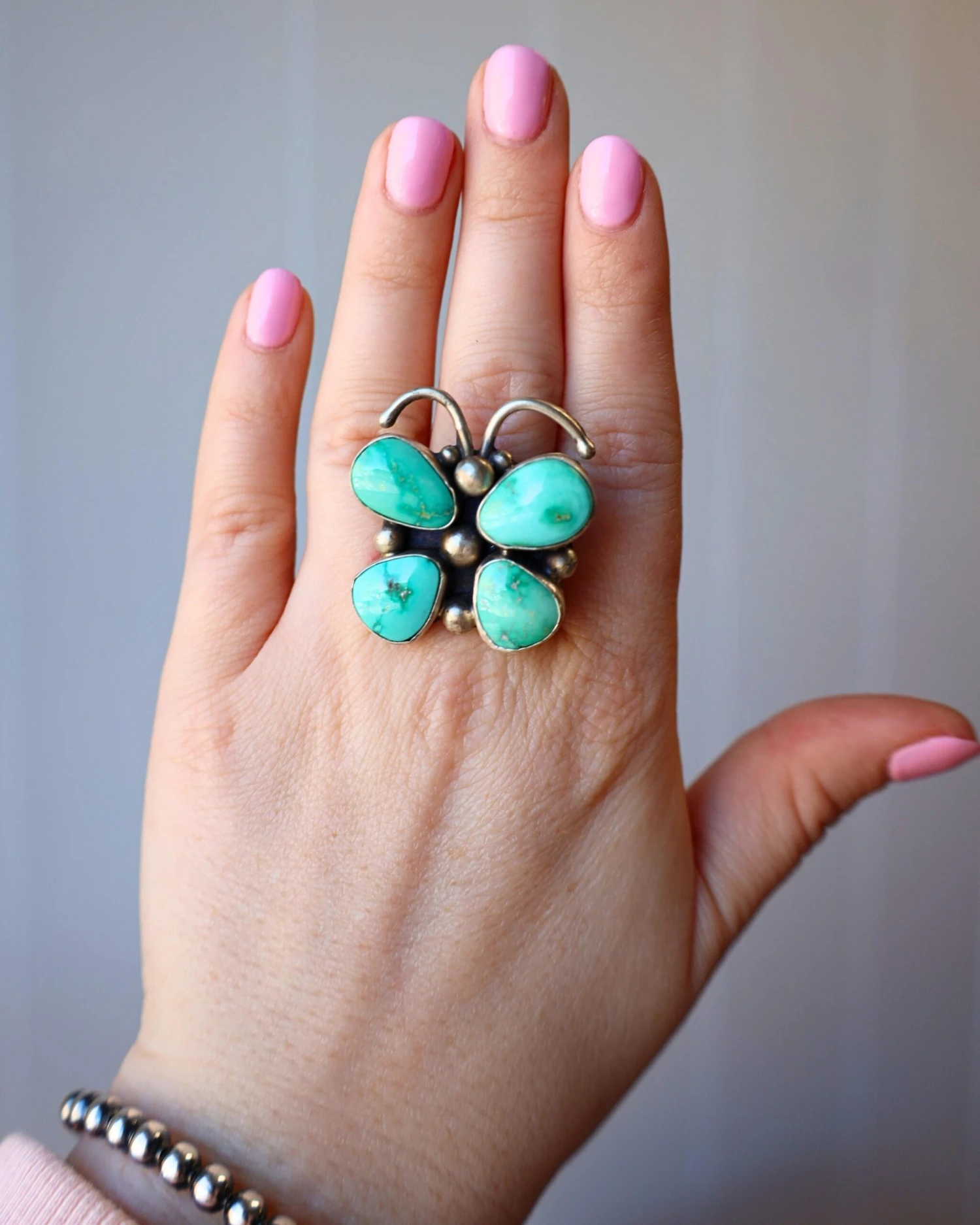 TURQUOISE BUTTERFLY RING- ADJUSTABLE 2 TURQUOISE BUTTERFLY RING- ADJUSTABLE - Image 2