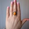 ORANGE BUMBLEBEE JASPER OVAL RING- SIZE 8