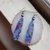 Peyote Bird Long Purple, Turquoise And Gold Slab Navajo Pearl Earring