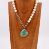 LOVE TOKENS SHORT PEARL BENNY CHAIN TURQUOISE NECKLACE