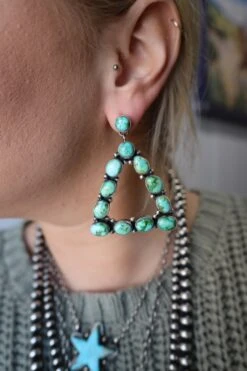 Blue And Green Turquoise Triangle Earring -Western Cowboy Clothing Store image b7991522 4728 4fde aaa9 42e5e1c787ae