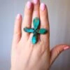 4 TURQUOISE TEARDROPS RING- SIZE 6