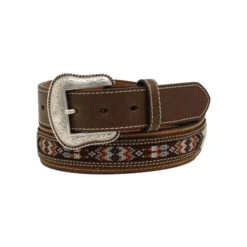 Nocona Men's Western Belt Southwest Inlay Concho Rawhide Tab